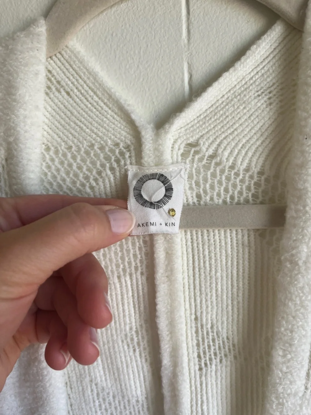 Anthropologie Akemi + Kin Women's Open Front Knit Poncho Shrug Cream One Size - Picture 4 of 8